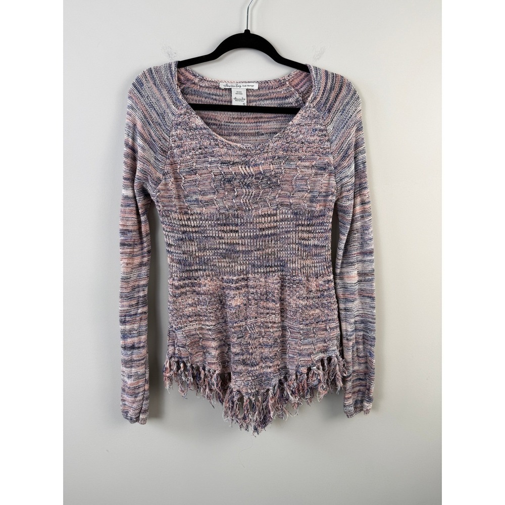 American Rag Cie Size Small Space‑Dye Knit Sweater Asymmetrical Fringe‎ Hemline